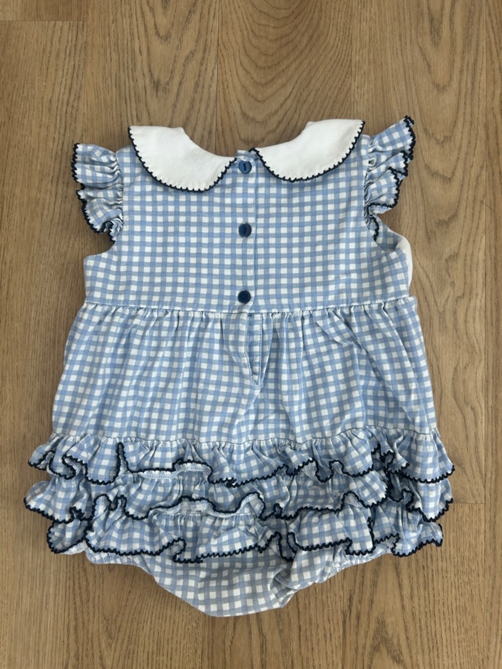 Shrimp and Grits Kids Fu Dog Blue Gingham Bubble Size 2T - Picture 2 of 4